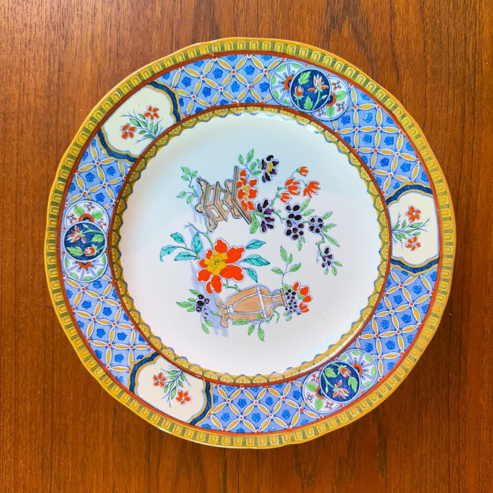 Minton Chinese Garden handpainted floral medium dinner plates